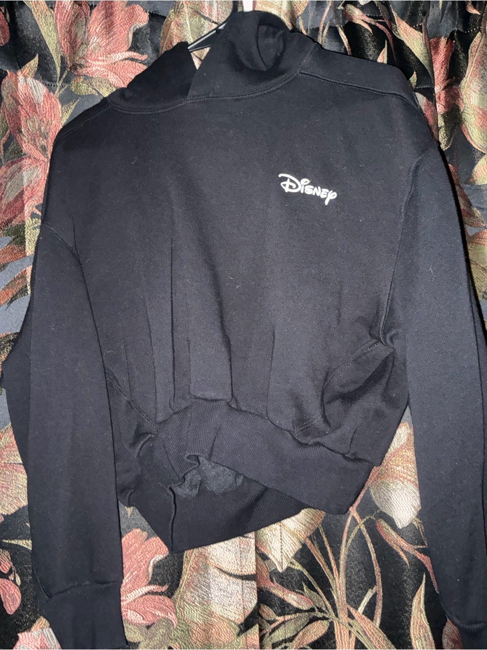 Disney Black Cropped Turtleneck Sweatshirt